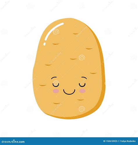 Cute Happy Smiling Funny Potato Vector Flat Cartoon Character