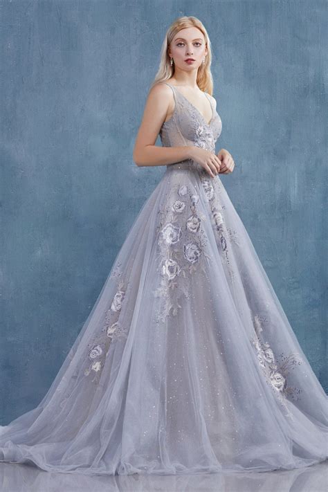 Dramatic V Neckline Tulle Ball Gown Lilian Andrea Leo Couture A0893