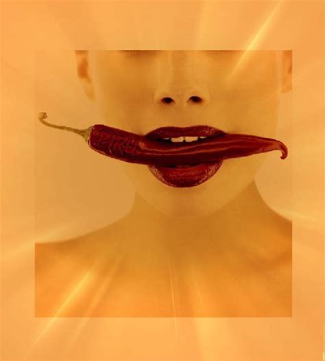 A Womans Face With A Red Chili On Her Lip And The Image Appears To Be
