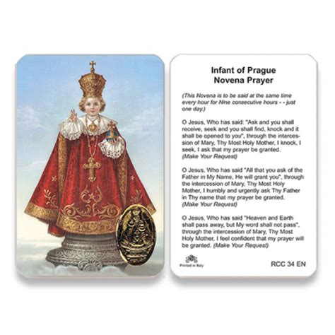 Rcc Infant Of Prague Prayer Card English 25pkg San Francis