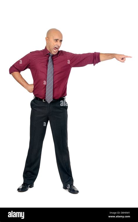 Angry Businessman Pointing Isolated In White Stock Photo Alamy