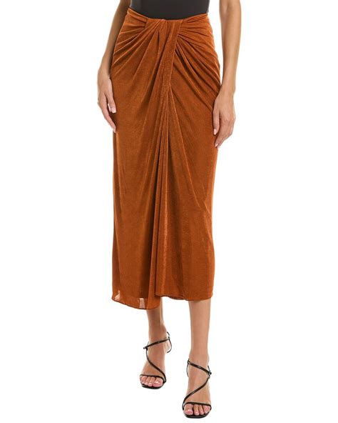 Buy Alexia Admor Jeanette Front Draped Slinky Midi Skirt Brown At 53