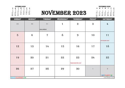 Free Printable November 2023 Calendar 12 Templates