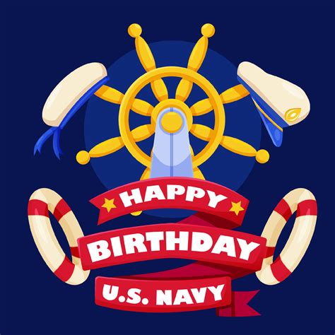 Happy Birthday Us Navy Ships Rudder And Sailors Hat 12579797