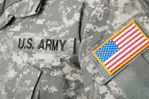 Us Flag And U S Army Patch On Military Uniform Studio Shot Stock