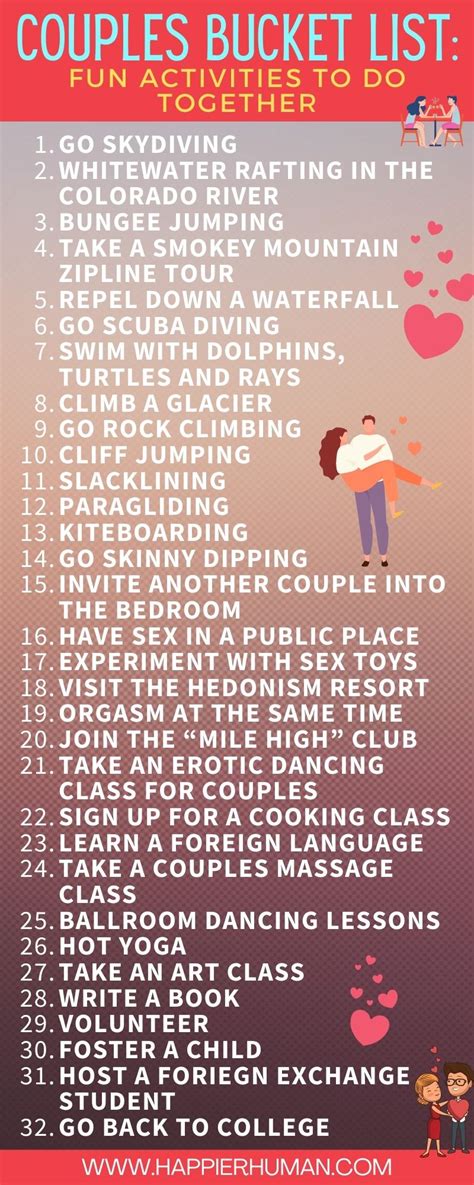 69 Fun Activities To Add To Your Couples Bucket List Happier Human