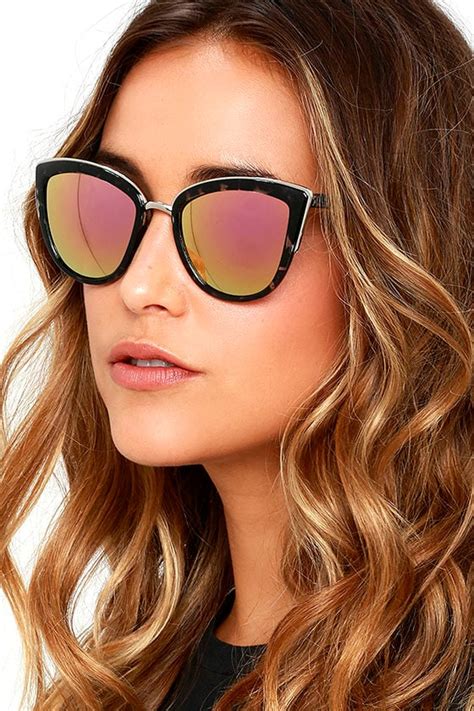 cool black tortoise sunglasses mirrored sunglasses cat eye sunglasses 15 00 lulus