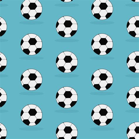 Bright Cute Pattern With Soccer Balls On Blue Background Seamless