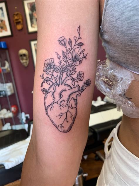 Real Heart Tattoos Realistic Heart Tattoo Human Heart Tattoo Heart Flower Tattoo Arm Sleeve