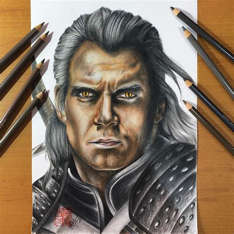 Colored Pencil Portrait Geralt Of Rivia Marvel Drawings Time Lapse