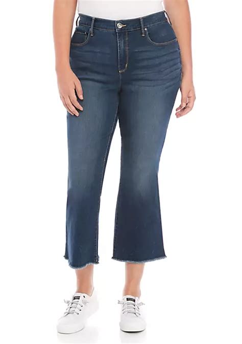 Vintage America Blues Plus Size High Rise Kick Flare Cropped Jeans Belk