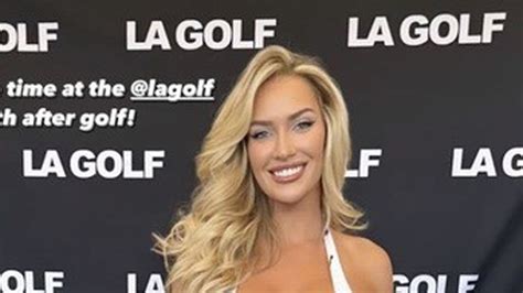 paige spiranac stuns in low cut flowery dress as she relaxes at la golf event and fans tell her