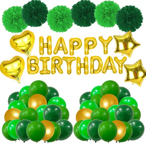 Buy Green Balloons Green Birthday Party Decorations Happy Birthday Balloons Green And Gold For