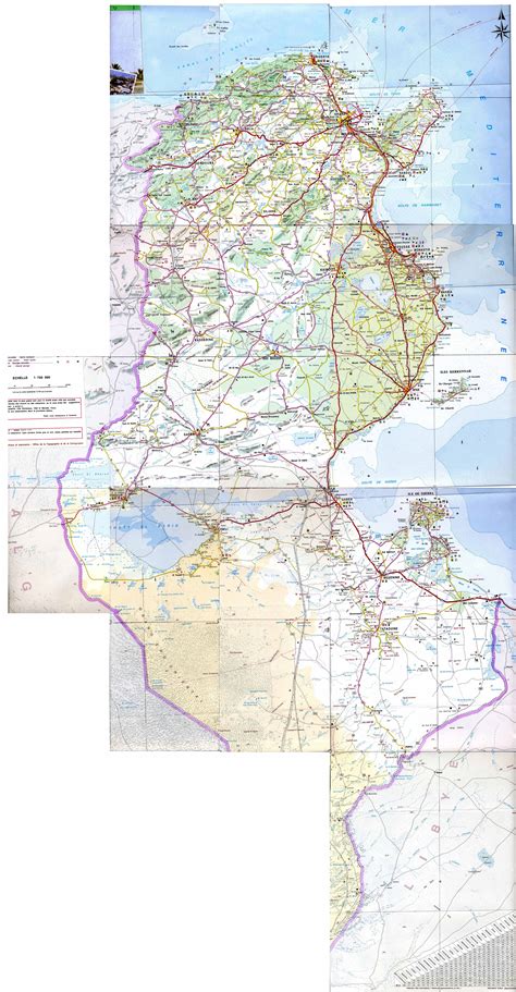 Large Detailed Road Map Of Tunisia With All Cities And Villages