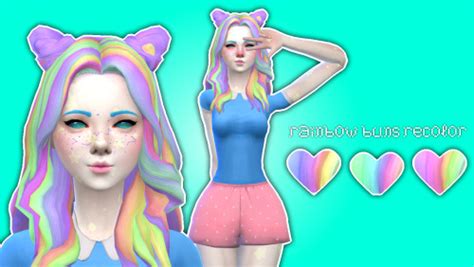 Pastel Sims ♡ Rainbow Buns Hair Recolor A Love 4 Cc Finds