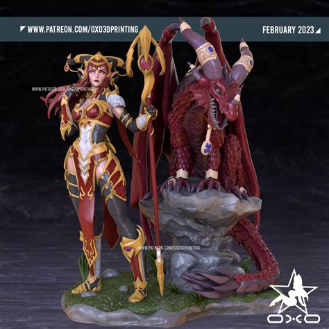 3d file alexstrasza with dragon from world of warcraft dragon flight 🐉・design to download and 3d