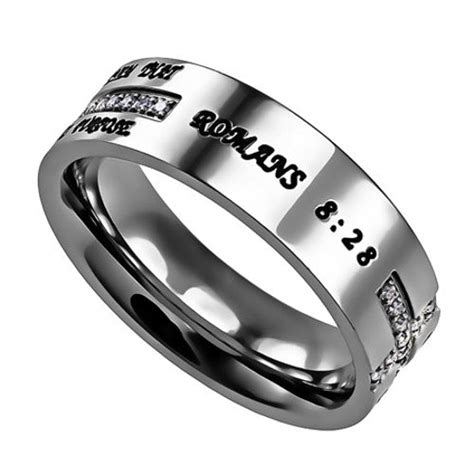 All Things Work Together For Good Side Cross Ring With Engraved Bible