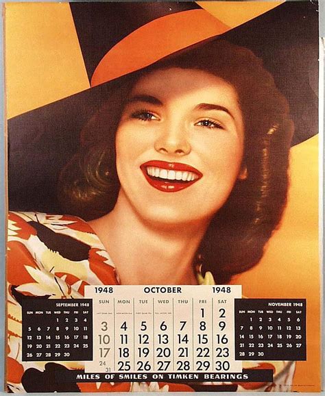 October 1948 Pinup Calendar Vintage Halloween Happy Halloween