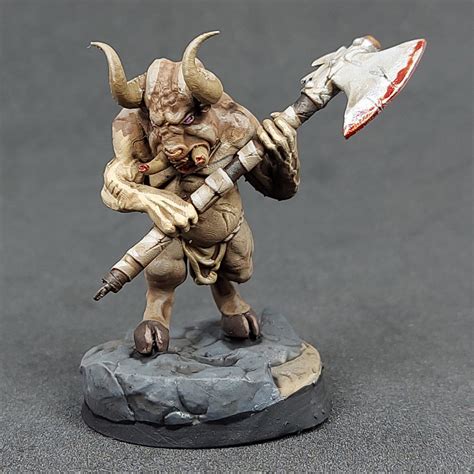 3d Printable Minotaur B Male Battle Axe Pre Supported By