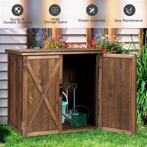 25 X 2 Ft Outdoor Wooden Storage Cabinet With Double Doors Costway