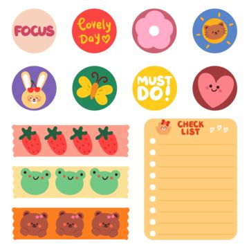 Cute Planner Sticker And Note Paper For Journaling Vector Planner