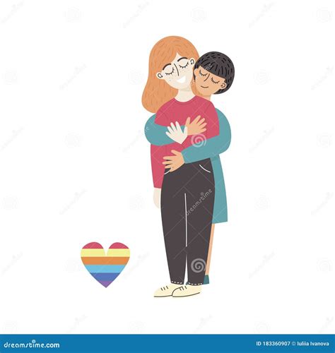 Happy Lesbian Couple Lgbt Vector Illustration On White Background Stock Illustration