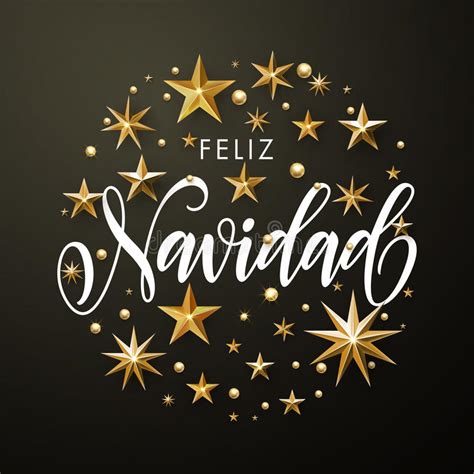 Spanish Merry Christmas Feliz Navidad Gold Glitter Stars Greeting Card