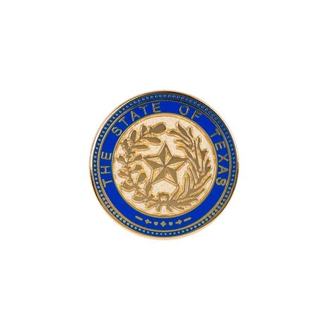 Texas State Seal Blue Rimmed Gold Tone Lapel Pin Texas Capitol T Shop
