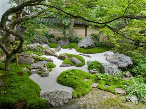 Islands And Mounds Created Around A Stone Swale In A Japanese Garden