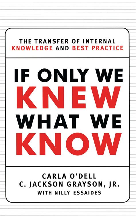 If Only We Knew What We Know Book By C Jackson Grayson Carla Odell