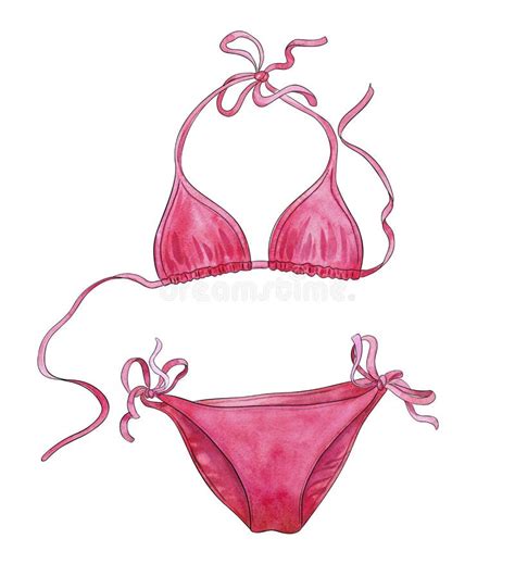 swimsuit pink bikini watercolor illustration stock sexiezpix web porn
