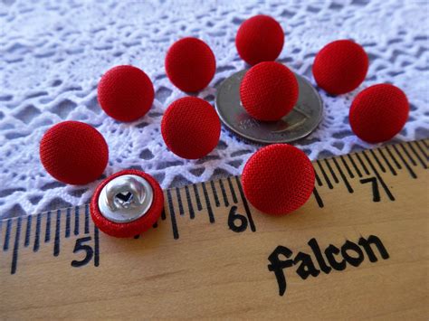 11mm Red Fabric Cover Buttons 10 Each 716 Cloth Covered Etsy