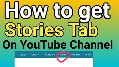 How To Get Stories Tab On Youtube Enable Story Tab Feature Youtube