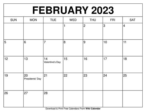 February 2023 Calendar Free Printable Printable Calendar 2023