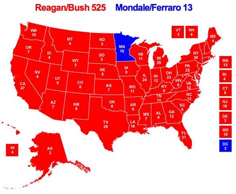 Reagan Mondale 1984 Electoral College Map Jpeg Image 594x488