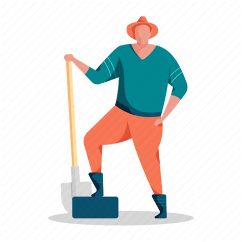 Character Builder Man Shovel Tool Dig Construction Illustration