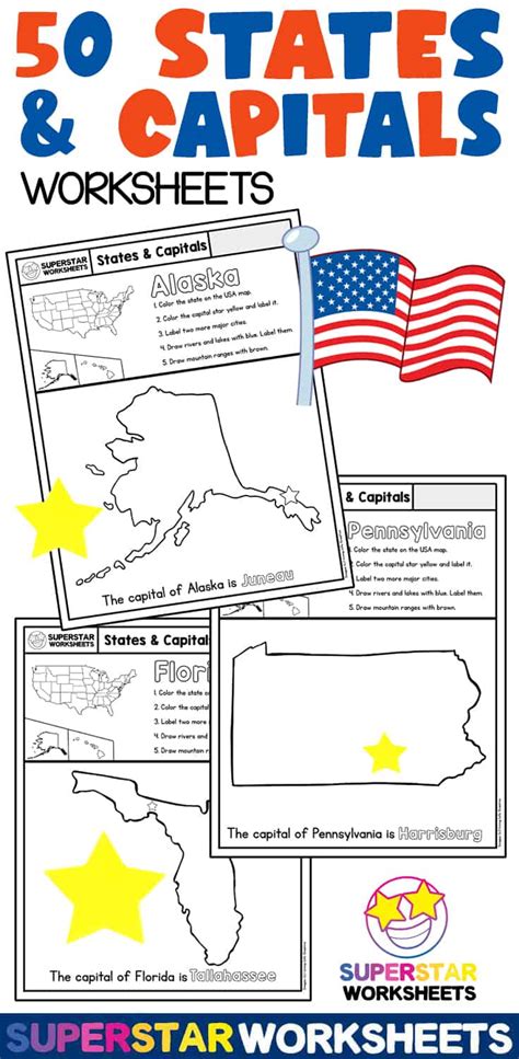 50 States And Capitals Worksheets Superstar Worksheets