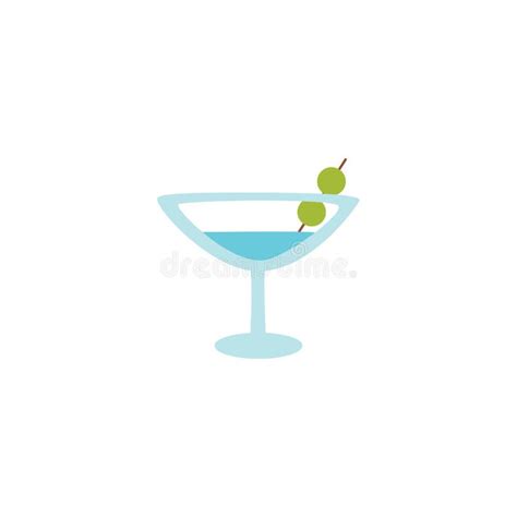 Martini Cocktail With Olives In Glass Icon Flat Vector Illustration Isolated Stock Vector