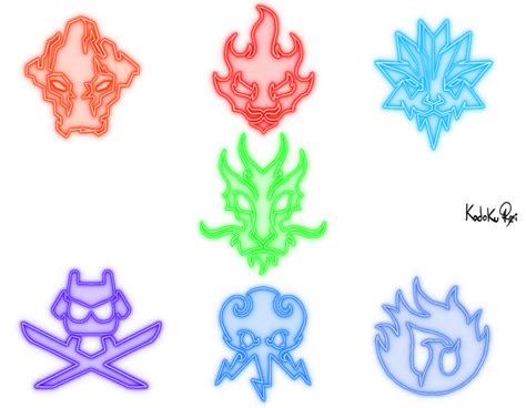 Ninjago Elemental Symbols Neon By Kodoku Roxi On Deviantart