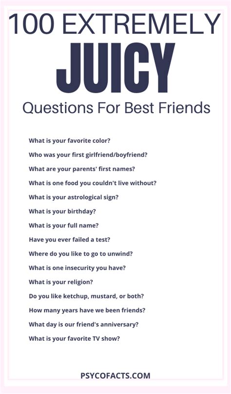100 Juicy Questions To Ask Your Best Friend Psychological Facts