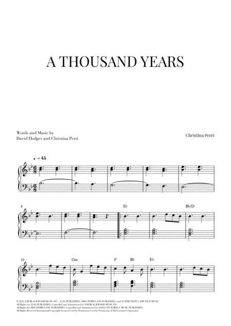 A Thousand Years Easy Piano Sheet Music Pdf Download