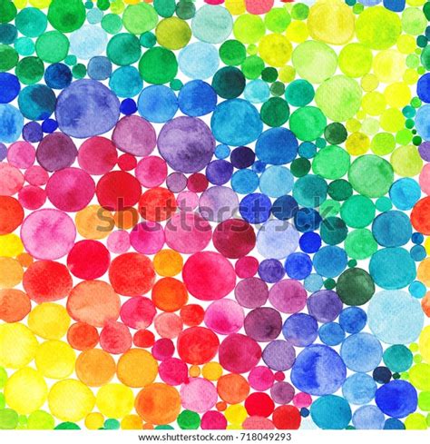 Watercolor Rainbow Circles Seamless Pattern Vitamin Stok İllüstrasyon