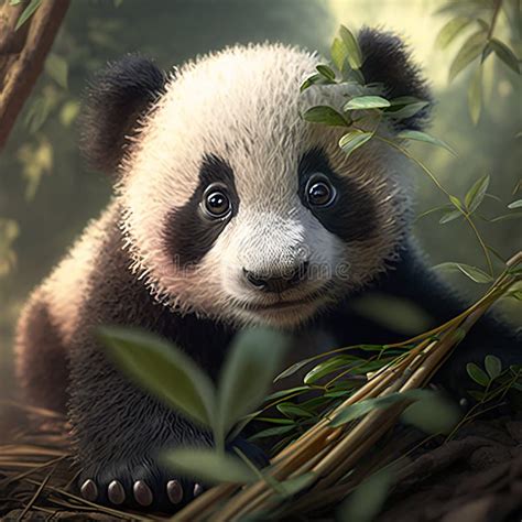 Cute Baby Panda In The Mysterious Jungle Adorable Cute Baby Panda In