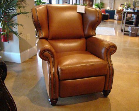 Camelot traditional reclining arm chair brown genuine. Wingback Leather Recliner American Made CL735