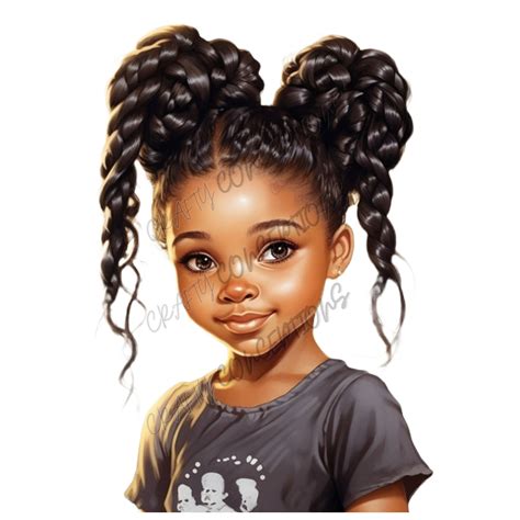 Cute Little Black Girls Illustration V 49 4 Png Bundle Etsy