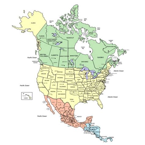North America Canada Usa And Mexico Printable Pdf Map And Powerpoint