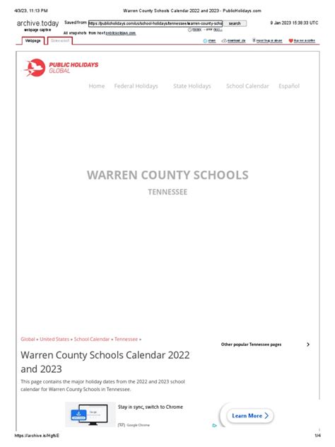 Warren County Schools Calendar 2022 And 2023 Pdf Holidays Festival