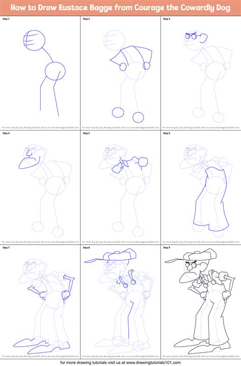 How To Draw Eustace Bagge From Courage The Cowardly Dog Printable Step