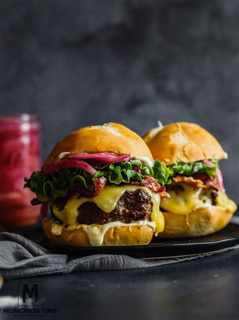 Homemade Burger Recipe With Pickled Red Onions Munchkin Time