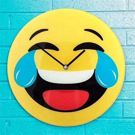 30cm Glass Smiley Face Clock Cool Emoticon Wall Clock Laughing Emoji In